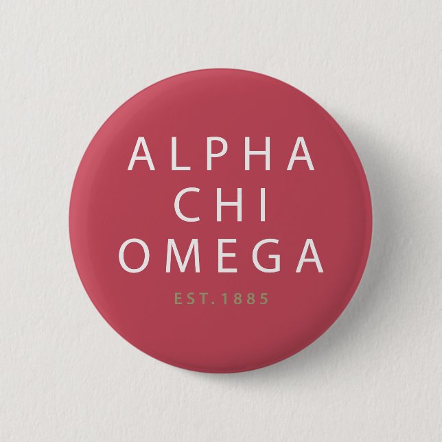Chapa Redonda De 5 Cm Alpha Chi Omega | Est. 1885 (Anverso)