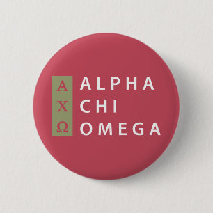 Chapa Redonda De 5 Cm Alpha Chi Omega Logotipo apilado