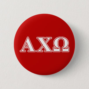 Chapa Redonda De 5 Cm Alphi Chi Omega Letras Blancas y Rojas
