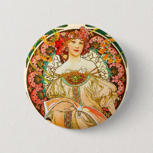 Chapa Redonda De 5 Cm Alphonse Mucha Art Nouveau Daydream