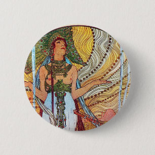 Chapa Redonda De 5 Cm Alphonse Mucha Peacock