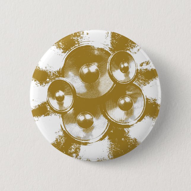 Chapa Redonda De 5 Cm altavoces de música naranja (Anverso)