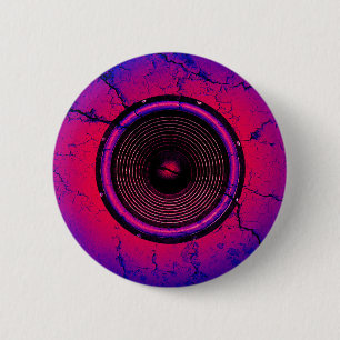 Chapa Redonda De 5 Cm Altavoz musical en una pared rota