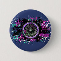 Altavoz musical y pintura salpicada