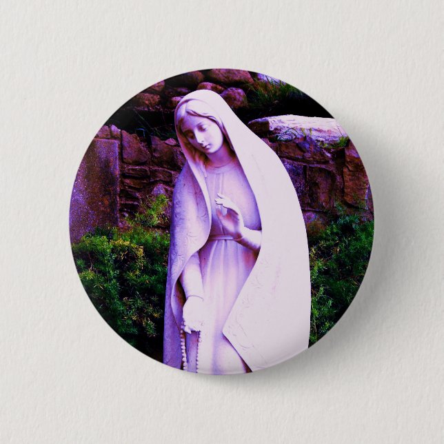 Chapa Redonda De 5 Cm Altera pin de Virgen María morada (Anverso)