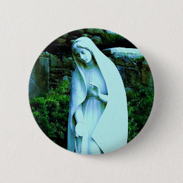Chapa Redonda De 5 Cm Altera Pin Virgen María Azul