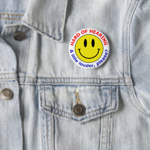 Chapa Redonda De 5 Cm Alteración auditiva Smiley Pin