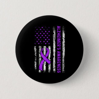 Chapa Redonda De 5 Cm Alzheimer's awareness fight american usa flag