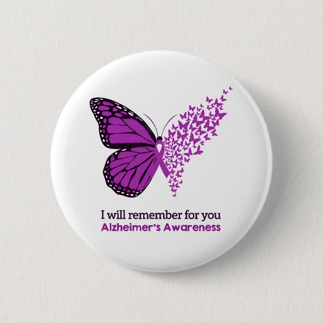 Chapa Redonda De 5 Cm Alzheimer's Disease Awareness Purple Ribbon (Anverso)