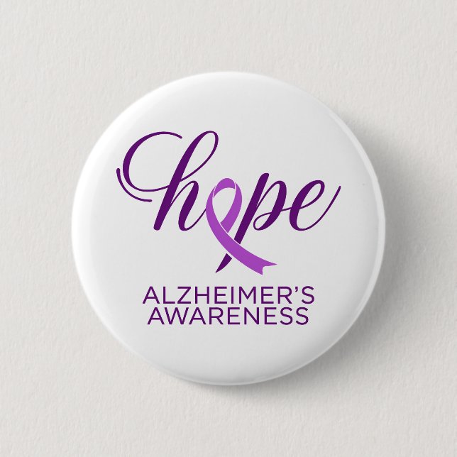 Chapa Redonda De 5 Cm Alzheimer's Disease Awareness Purple Ribbon (Anverso)