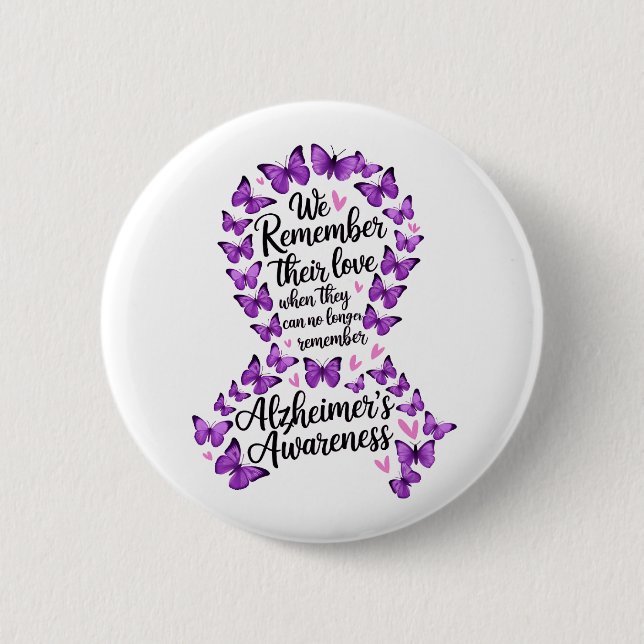 Chapa Redonda De 5 Cm Alzheimer's Disease Awareness Purple Ribbon (Anverso)
