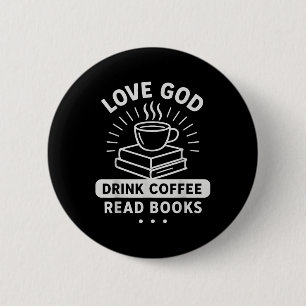 Chapa Redonda De 5 Cm Ama Dios Café Libros Lectores Cristianos Vintage