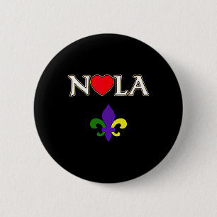 Chapa Redonda De 5 Cm Ama Nola Nueva Orleans Fleur De Lis Corazón Nola