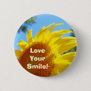 Chapa Redonda De 5 Cm ¡Ama Tu Sonrisa! botones Girasoles de Verano