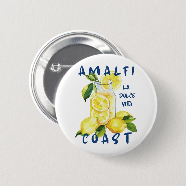Chapa Redonda De 5 Cm Amalfi Coast La Dolce Vita – Italian Limoncello (Anverso y reverso)
