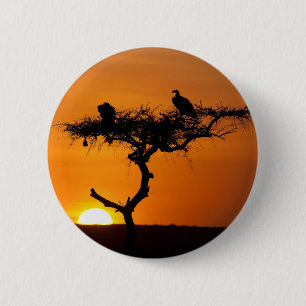 Chapa Redonda De 5 Cm Amanecer en Masai Mara, Kenia