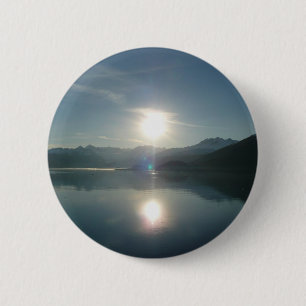 Chapa Redonda De 5 Cm Amanecer sobre College Fjord Alaska Fotografía