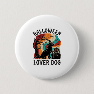 Chapa Redonda De 5 Cm Amante de Halloween Perro Sombrero de Bruja Tumba