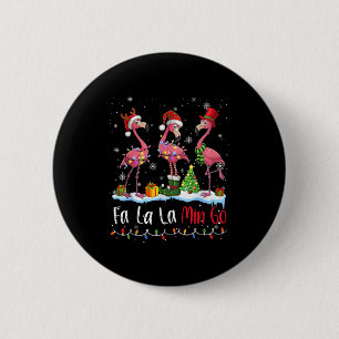 Chapa Redonda De 5 Cm Amante de la Navidad Fa La La La Mingo Flamingo 