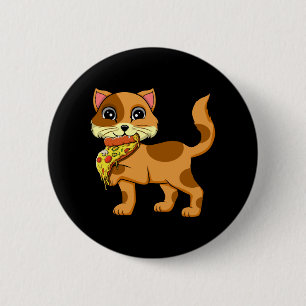 Chapa Redonda De 5 Cm Amante de la pizza italiana y gatos, comunicador d