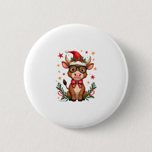 Chapa Redonda De 5 Cm Amante de la vaca de las Highlands con sombrero de