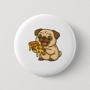 Chapa Redonda De 5 Cm Amante de pizza de pug perro personalizado