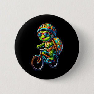 Chapa Redonda De 5 Cm Amante De Tortuga En Bicicleta Ciclista Ciclista T