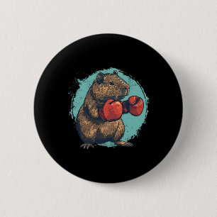 Chapa Redonda De 5 Cm Amante del Capybara Boxeador Guantes de Boxeo Kick