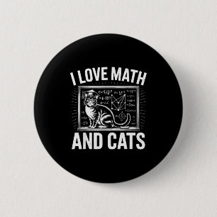 Chapa Redonda De 5 Cm Amante del gato de las matemáticas divertido profe