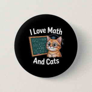 Chapa Redonda De 5 Cm Amante del gato de las matemáticas Profesor de mat