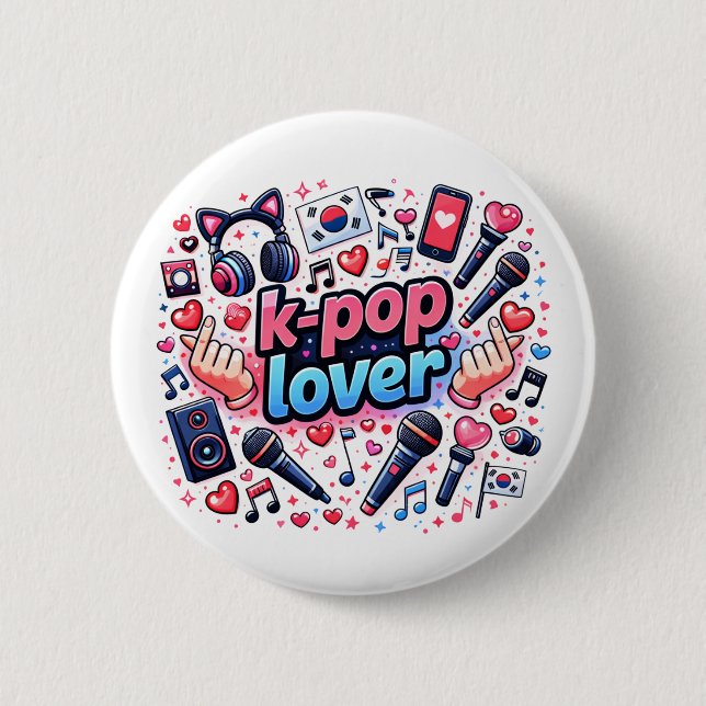 Chapa Redonda De 5 Cm Amante del K-Pop (Anverso)