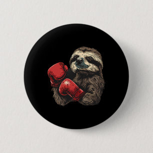 Chapa Redonda De 5 Cm Amante del perezoso de boxeo Guantes de boxeo Kick