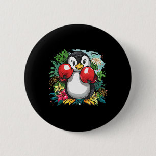 Chapa Redonda De 5 Cm Amante del pingüino de boxeo Guantes de boxeo Kick