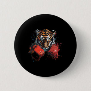 Chapa Redonda De 5 Cm Amante del tigre de boxeo Guantes de boxeo Kickbox