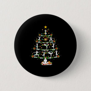 Chapa Redonda De 5 Cm Amante del Yoga Luces de Navidad Yoga Árbol de Nav