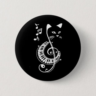 Chapa Redonda De 5 Cm Amantes De La Música Y Animales Gatos Musicales Fe