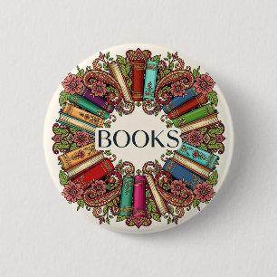 Chapa Redonda De 5 Cm Amantes de los Libros Lectores Escritores Bibliófi