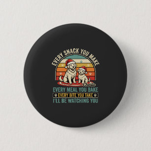 Chapa Redonda De 5 Cm Amantes de perros de Navidad Snack Watching