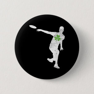 Chapa Redonda De 5 Cm Amantes del Disc Golf Verde Hoja de Trébol Día de