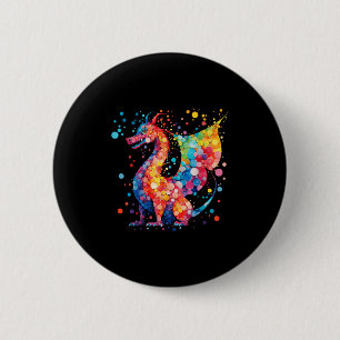 Chapa Redonda De 5 Cm Amantes del Dragón Polka Dot Art Feliz Do