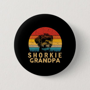 Chapa Redonda De 5 Cm Amantes del perro del abuelo vintage retro Shorkie