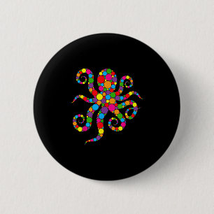 Chapa Redonda De 5 Cm Amantes del Pulpo Divertido Arte con Lunares Estud