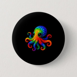 Chapa Redonda De 5 Cm Amantes del Pulpo Divertidos Estudiante de Arte co