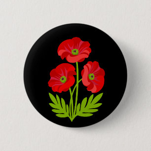 Chapa Redonda De 5 Cm Amapolas rojas