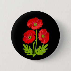 Chapa Redonda De 5 Cm Amapolas rojas para el Día del Armisticio