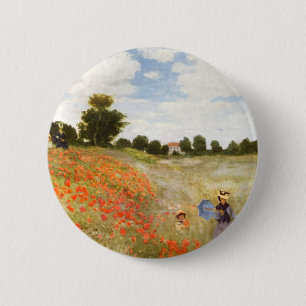 Chapa Redonda De 5 Cm Amapolas rojas que florecen - Claude Monet