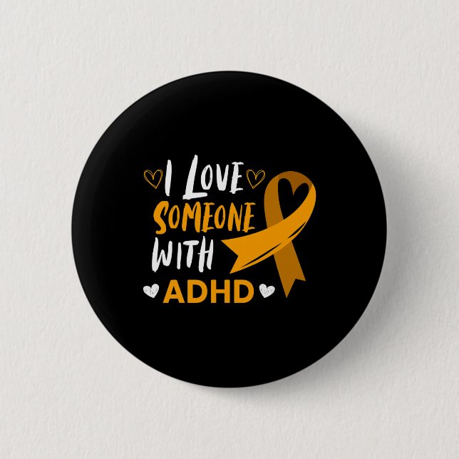 Chapa Redonda De 5 Cm Amar A Alguien Con Adhbon Ribbon Awareness Mental  (Anverso)