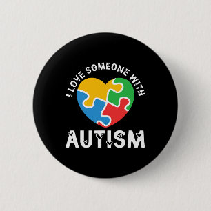 Chapa Redonda De 5 Cm Amar a alguien con autismo rompecabezas del corazó
