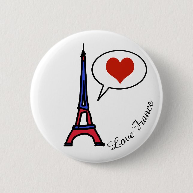 Chapa Redonda De 5 Cm amar a Francia (Anverso)