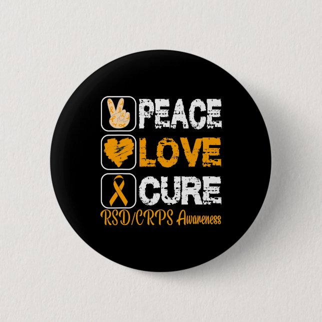 CHAPA REDONDA DE 5 CM AMAR A PEACE CURE RSD CRPS CONCIENCIACIÓN (Anverso)
